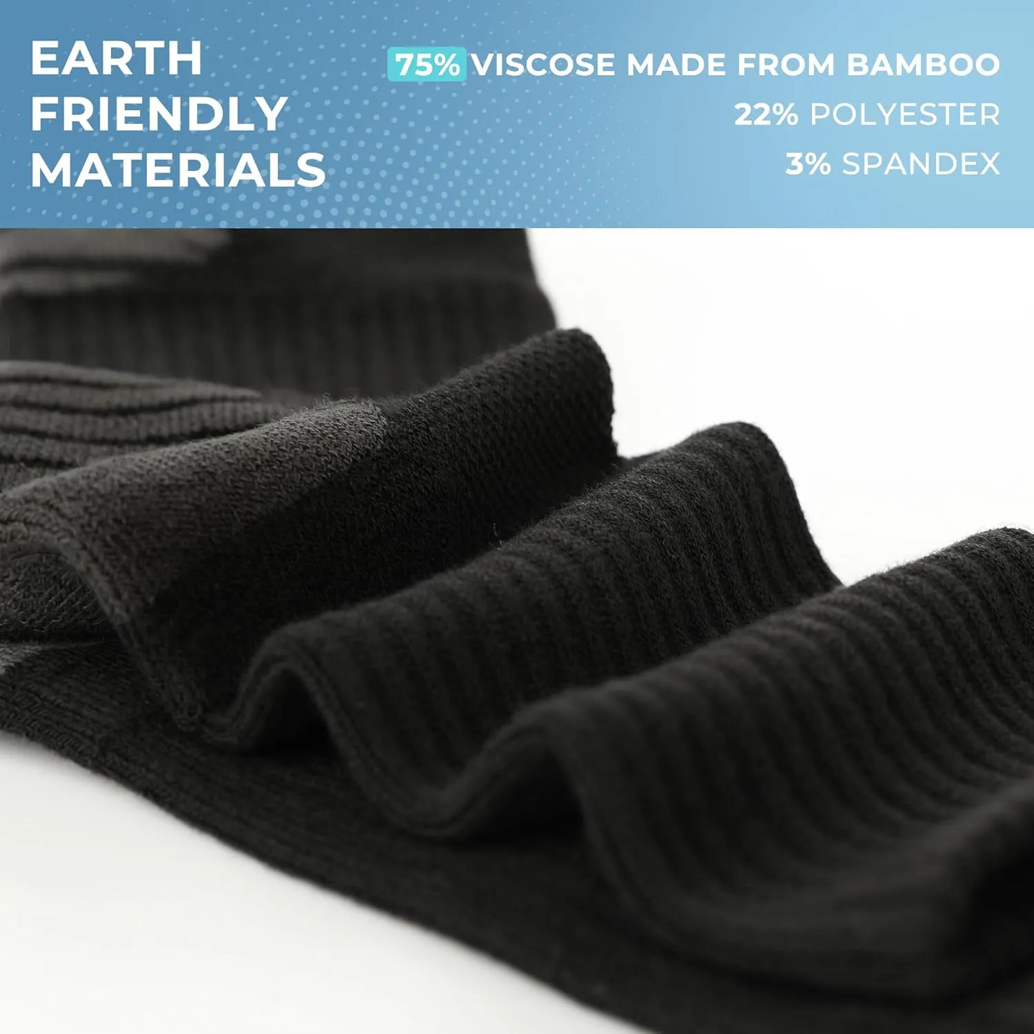 BAMBOO COOL Men's Crew Socks Athletic Running Sports Socks, Cushioned Moisture Wicking, Breathable Arch Support 6 Pack