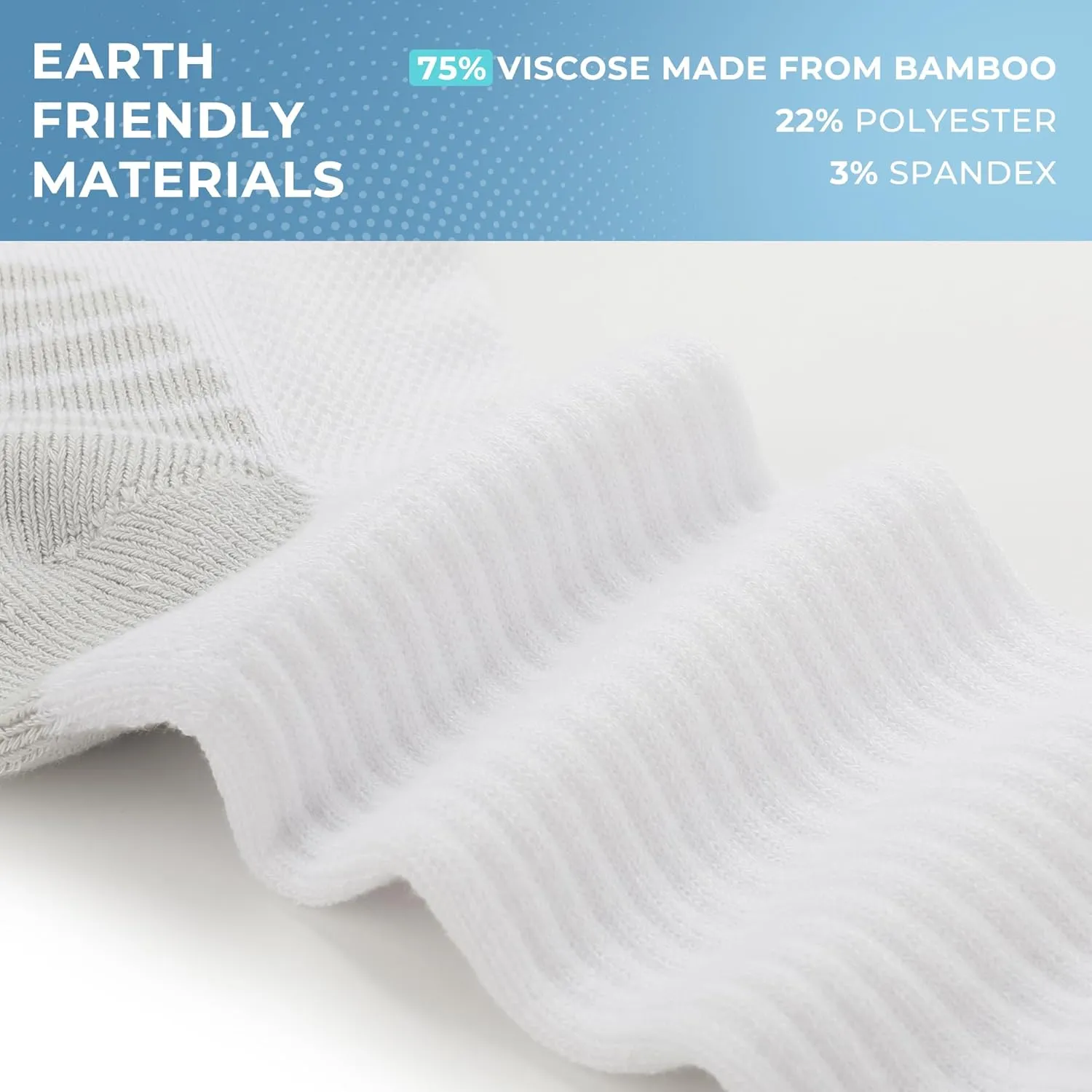 BAMBOO COOL Men's Crew Socks Athletic Running Sports Socks, Cushioned Moisture Wicking, Breathable Arch Support 6 Pack