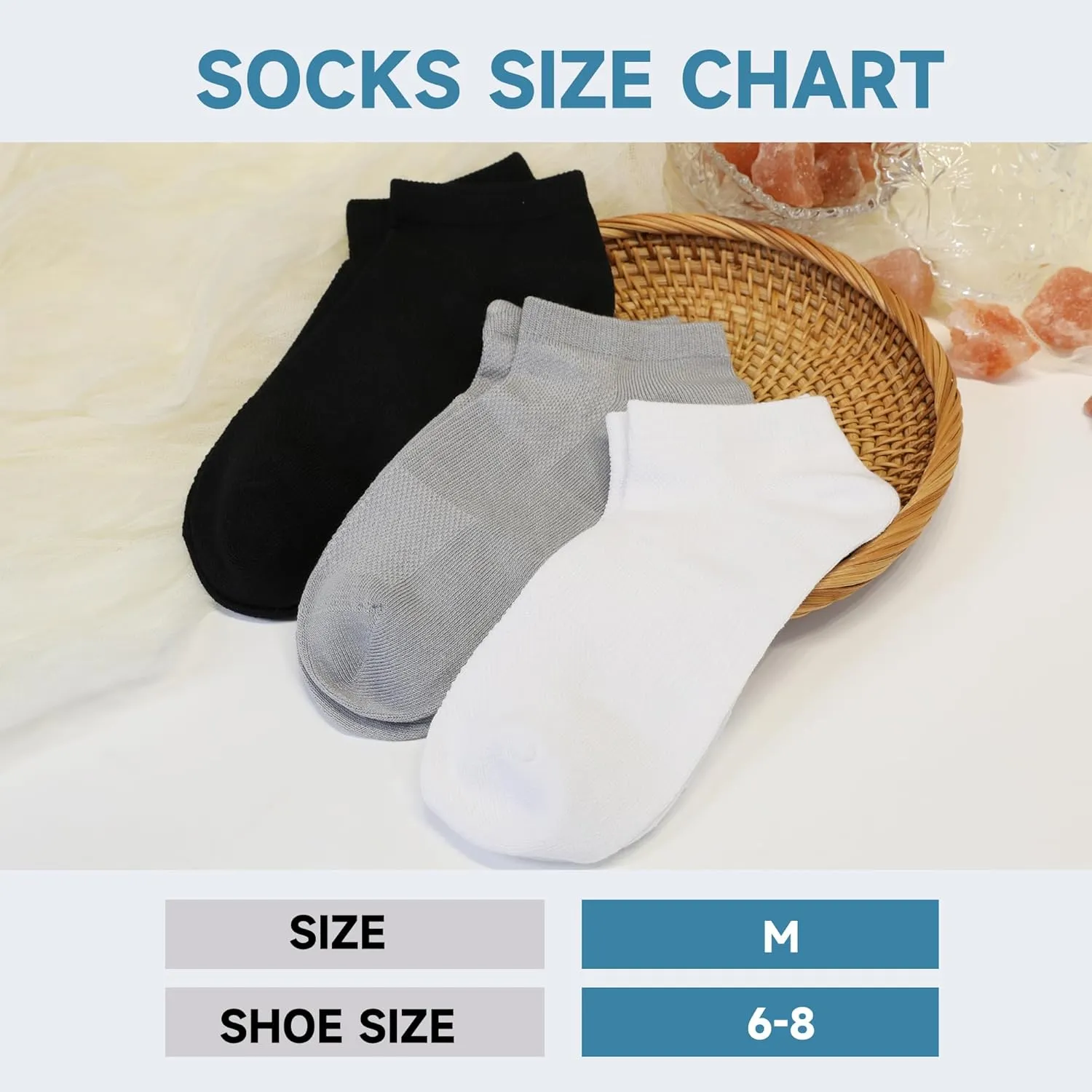 BAMBOO COOL Women's Ankle Socks Athletic Cushioned Moisture Wicking For Ladies, Running Socks Arch Support Breathable, 8 Pack