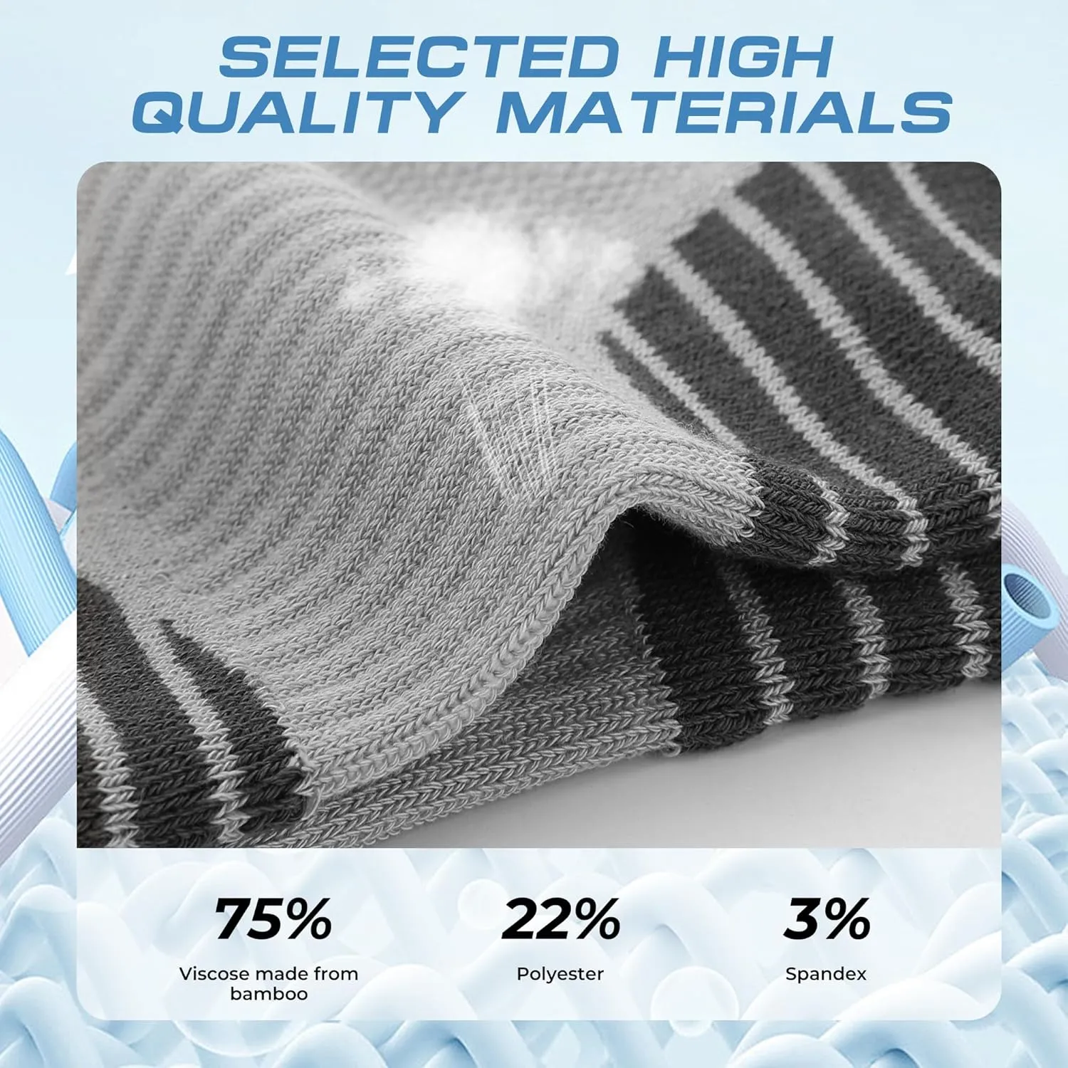 BAMBOO COOL Womens Crew Socks Athletic Running Sports, Cushioned Moisture Wicking, Breathable Arch Support For Ladies, 6 Pack