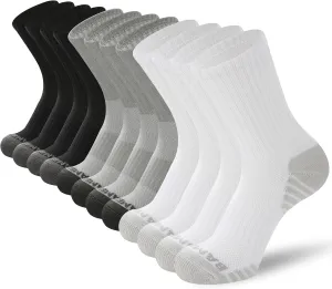 BAMBOO COOL Womens Crew Socks Athletic Running Sports, Cushioned Moisture Wicking, Breathable Arch Support For Ladies, 6 Pack