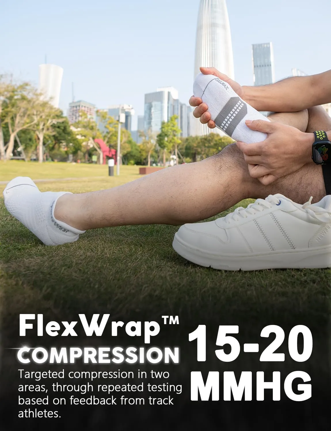 Bamboo Viscose Compression Running No Show Socks, Coolmax Moisture Wicking Cushioned Anti-Blister Athletic Ankle