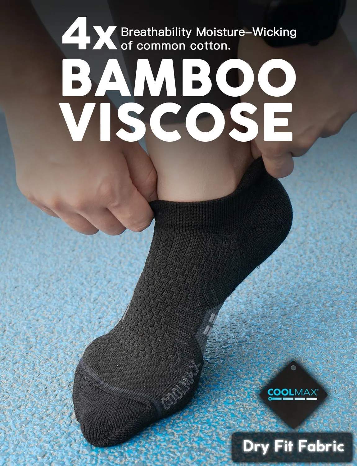 Bamboo Viscose Compression Running No Show Socks Men Coolmax Moisture Wicking Cushioned Anti-Blister Athletic Ankle