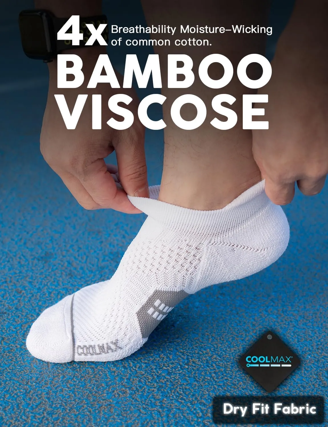 Bamboo Viscose Compression Running No Show Socks Men Coolmax Moisture Wicking Cushioned Anti-Blister Athletic Ankle