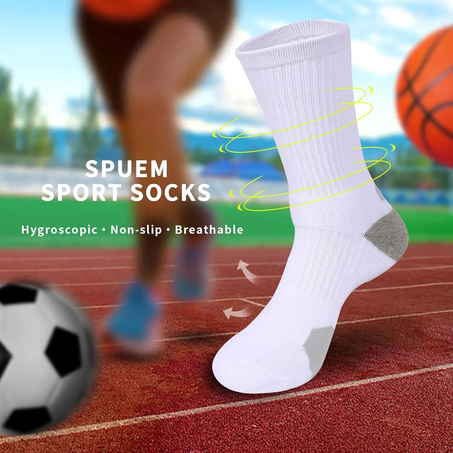 Basketball Socks for Men,Performance Cushioned Men's Athletic Crew Socks with Arch Compression for Cycling Basketball