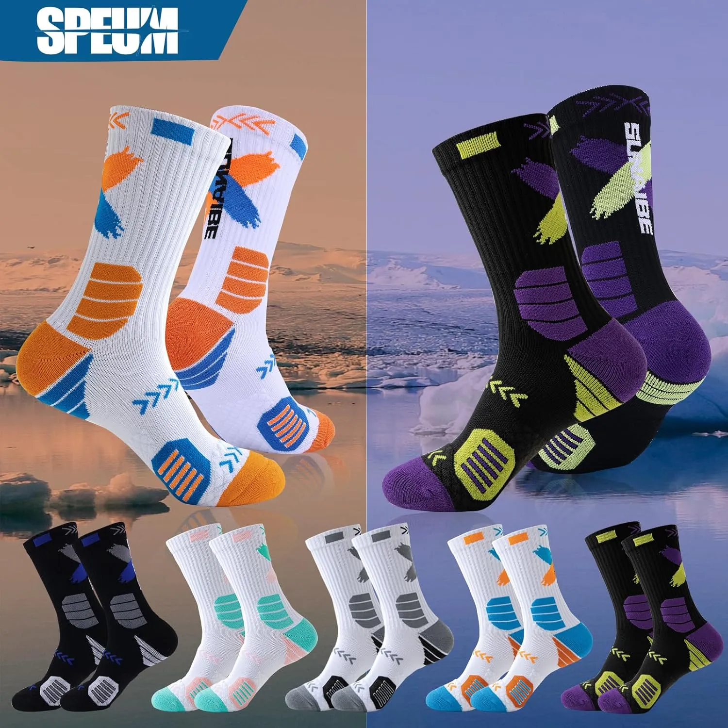 Basketball Socks for Men,Performance Cushioned Men's Athletic Crew Socks with Arch Compression for Cycling Basketball