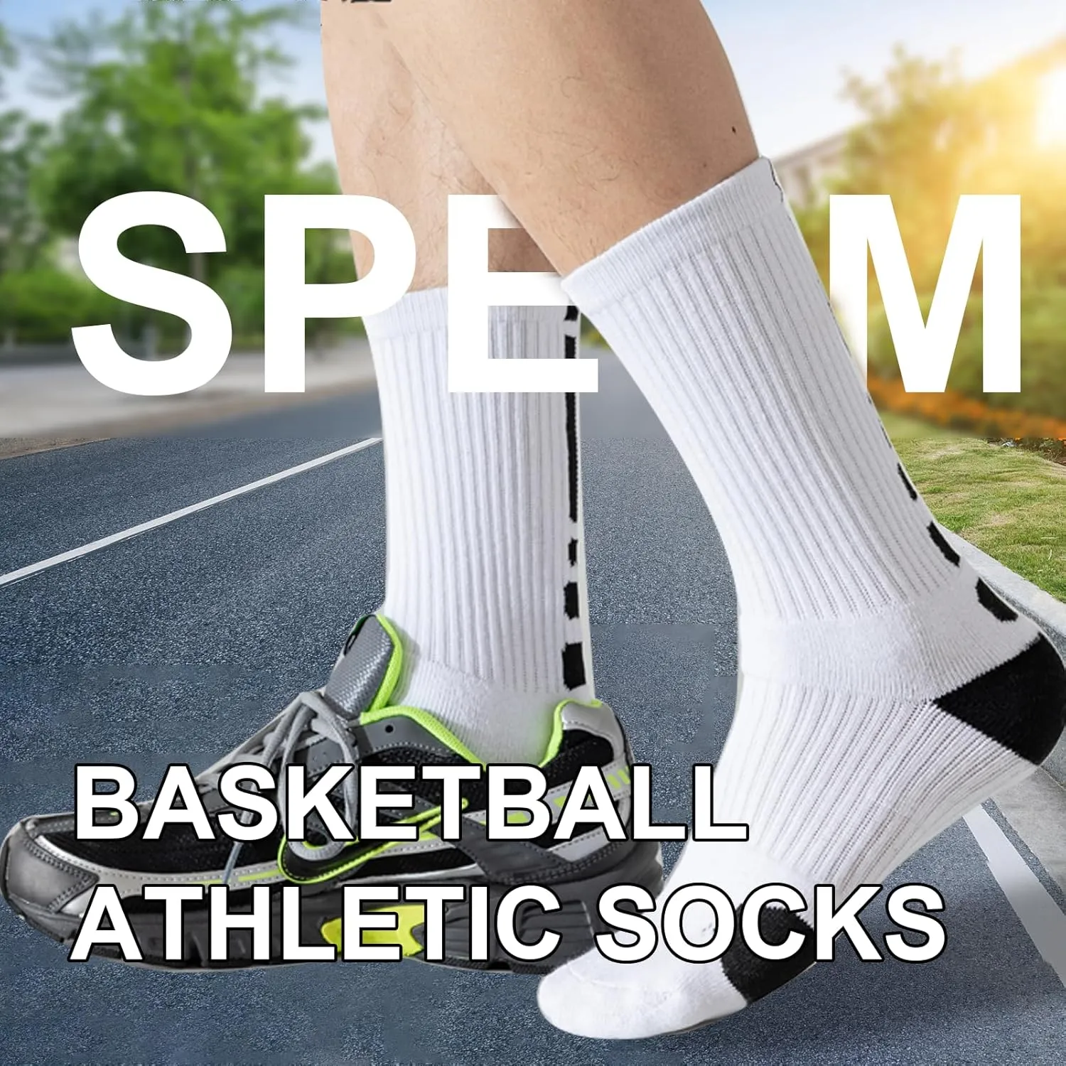 Basketball Socks for Men,Performance Cushioned Men's Athletic Crew Socks with Arch Compression for Cycling Basketball