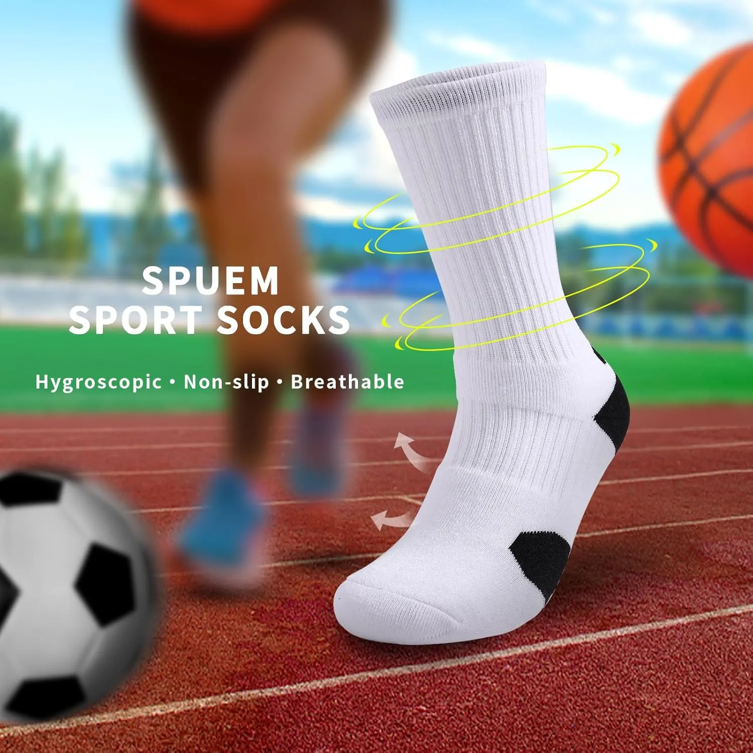 Basketball Socks for Men,Performance Cushioned Men's Athletic Crew Socks with Arch Compression for Cycling Basketball