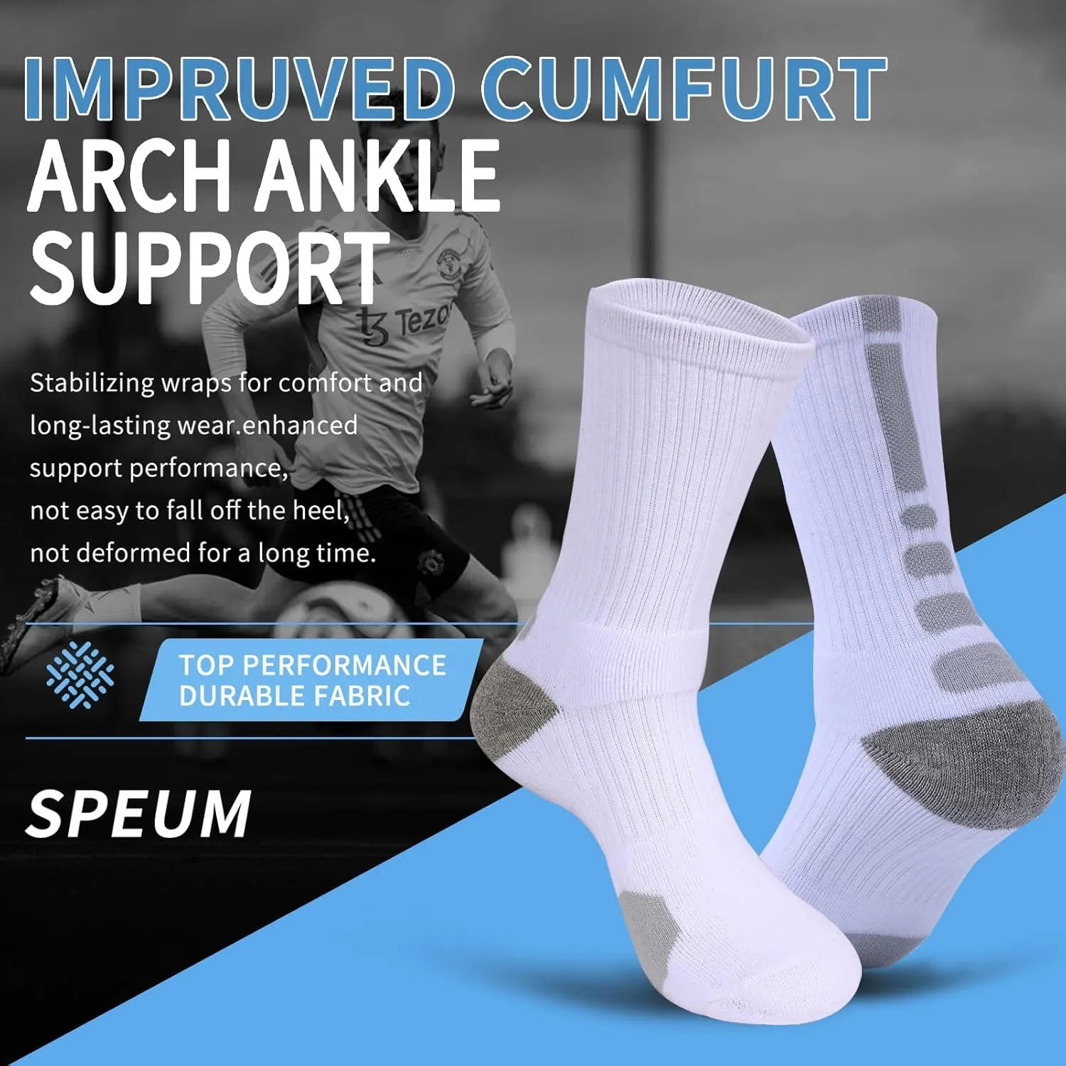 Basketball Socks for Men,Performance Cushioned Men's Athletic Crew Socks with Arch Compression for Cycling Basketball