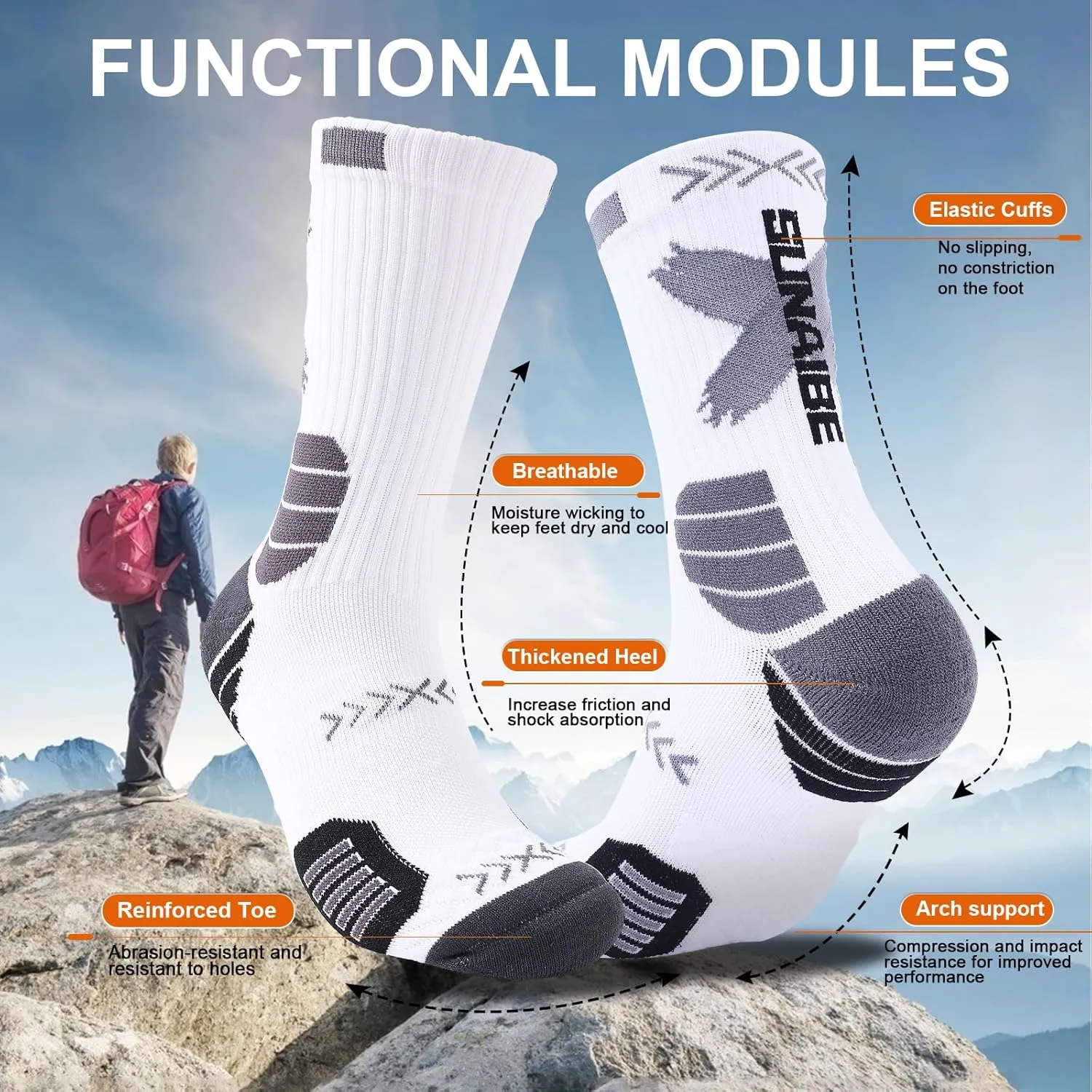 Basketball Socks for Men,Performance Cushioned Men's Athletic Crew Socks with Arch Compression for Cycling Basketball