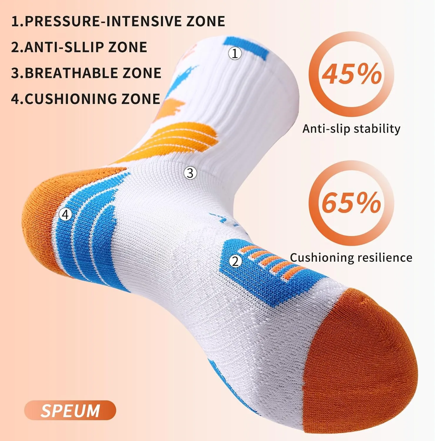 Basketball Socks for Men,Performance Cushioned Men's Athletic Crew Socks with Arch Compression for Cycling Basketball