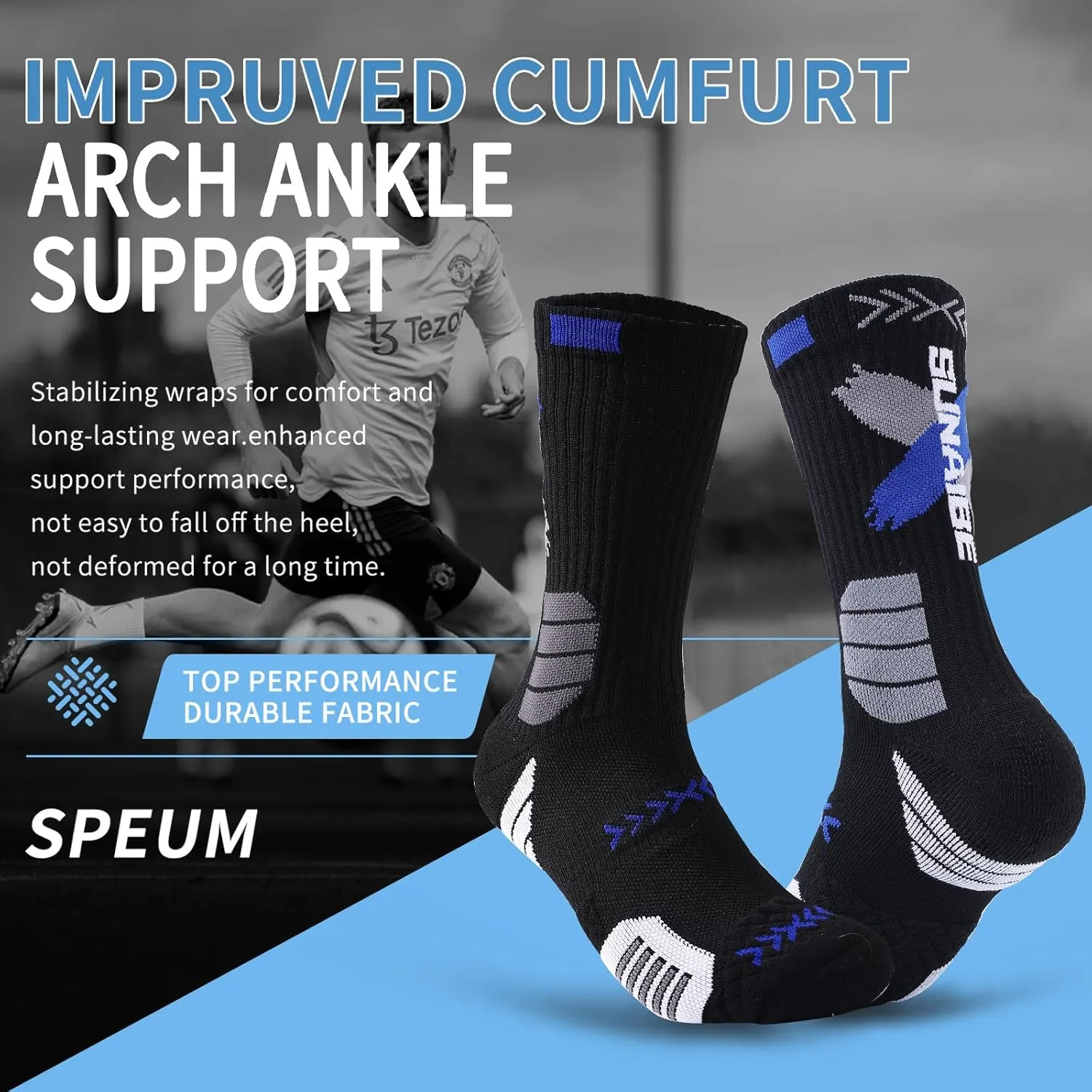 Basketball Socks for Men,Performance Cushioned Men's Athletic Crew Socks with Arch Compression for Cycling Basketball