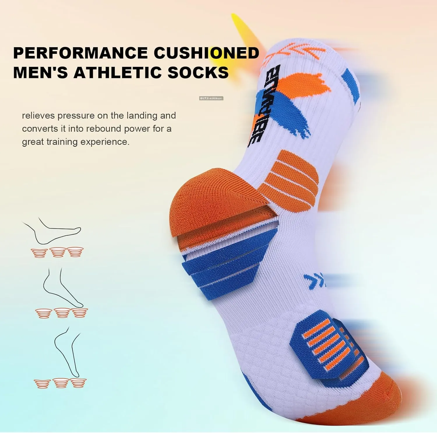 Basketball Socks for Men,Performance Cushioned Men's Athletic Crew Socks with Arch Compression for Cycling Basketball