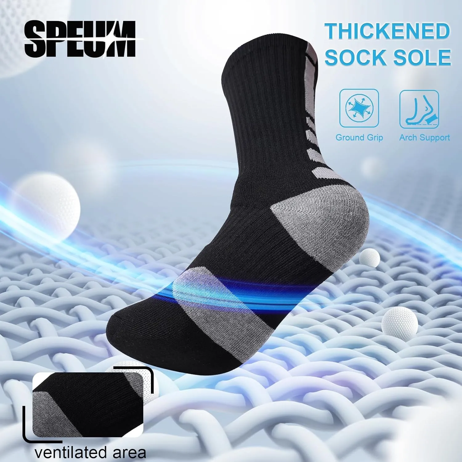 Basketball Socks for Men,Performance Cushioned Men's Athletic Crew Socks with Arch Compression for Cycling Basketball