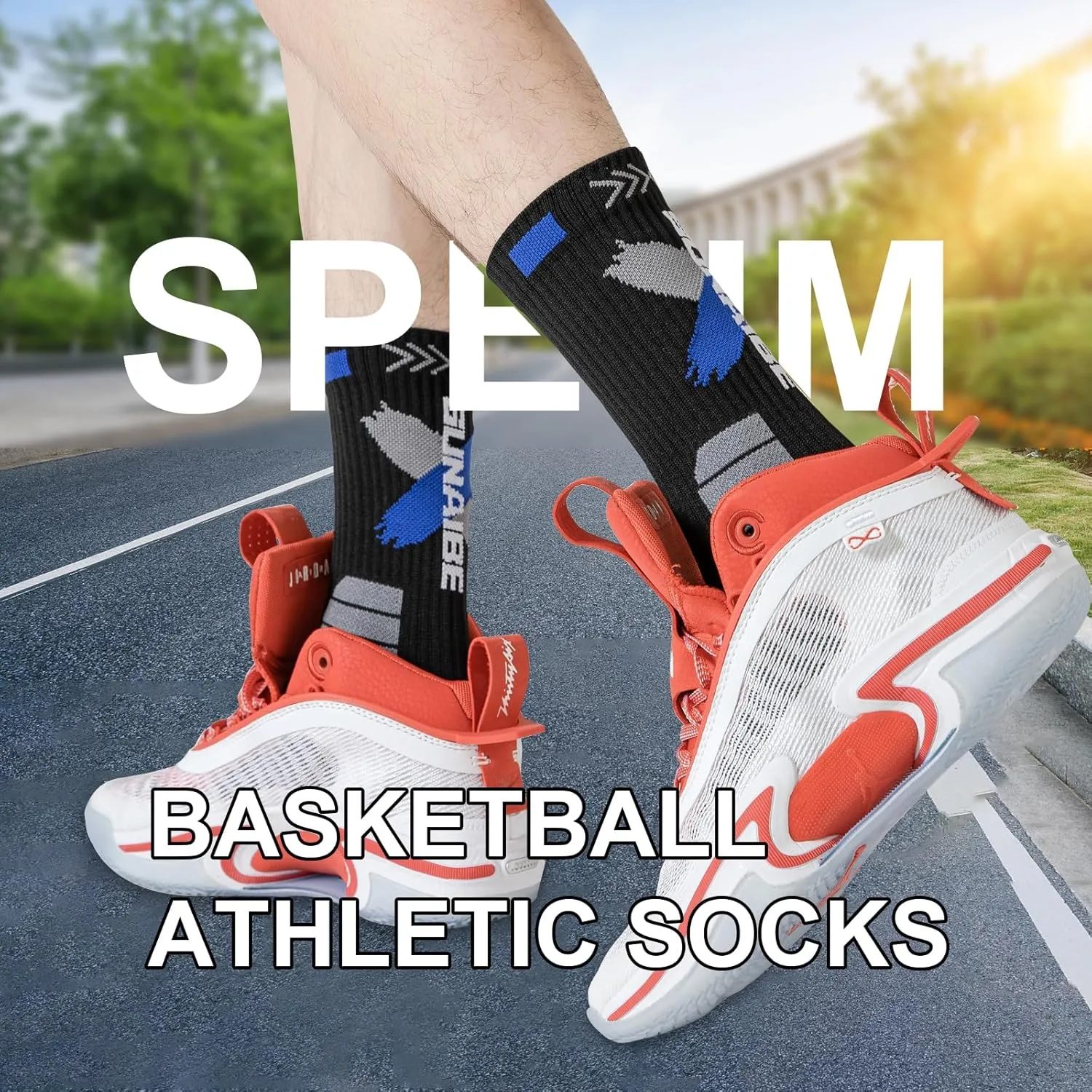 Basketball Socks for Men,Performance Cushioned Men's Athletic Crew Socks with Arch Compression for Cycling Basketball