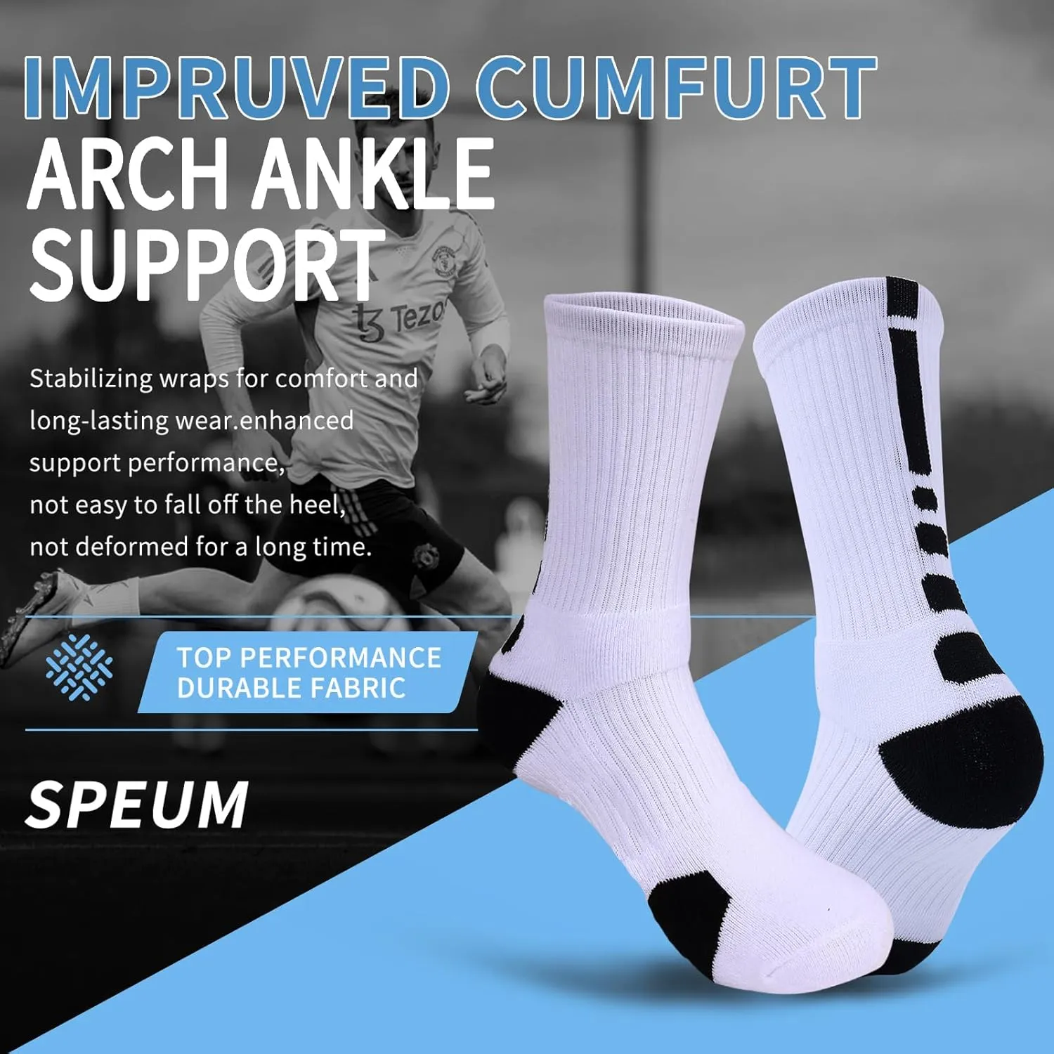Basketball Socks for Men,Performance Cushioned Men's Athletic Crew Socks with Arch Compression for Cycling Basketball
