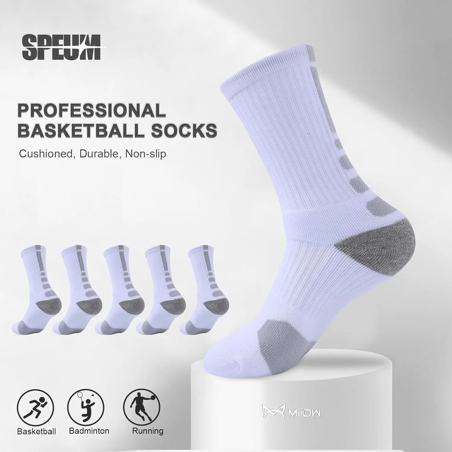 Basketball Socks for Men,Performance Cushioned Men's Athletic Crew Socks with Arch Compression for Cycling Basketball