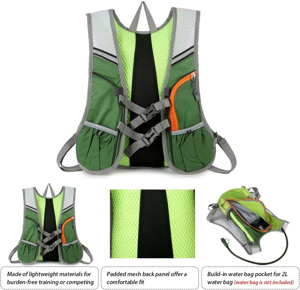 Bathable Hydration Backpack Nylon flective Water Bladder Backpack for Hiking Running Cycle
