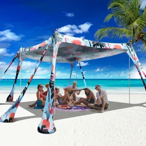 Beach Canopy Beach Tent Pop Up Shade 10x10ft Sun Shelter UPF50  with 8 Sandbags-2 Sand Shovel-4 Aluminum Poles-Ground Pegs-Portable Carrying Bag for Outdoor Family Camping Fishing Yard Picnic