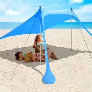Beach Canopy, Beach Tent Sun Shelter with UPF 50  UV Protection, 7.5x7.5 FT Beach Shade with Sandbags, Poles and Ground Pegs and Anti-Wind Ropes for Outdoor, Camping, Backyard and Picnics