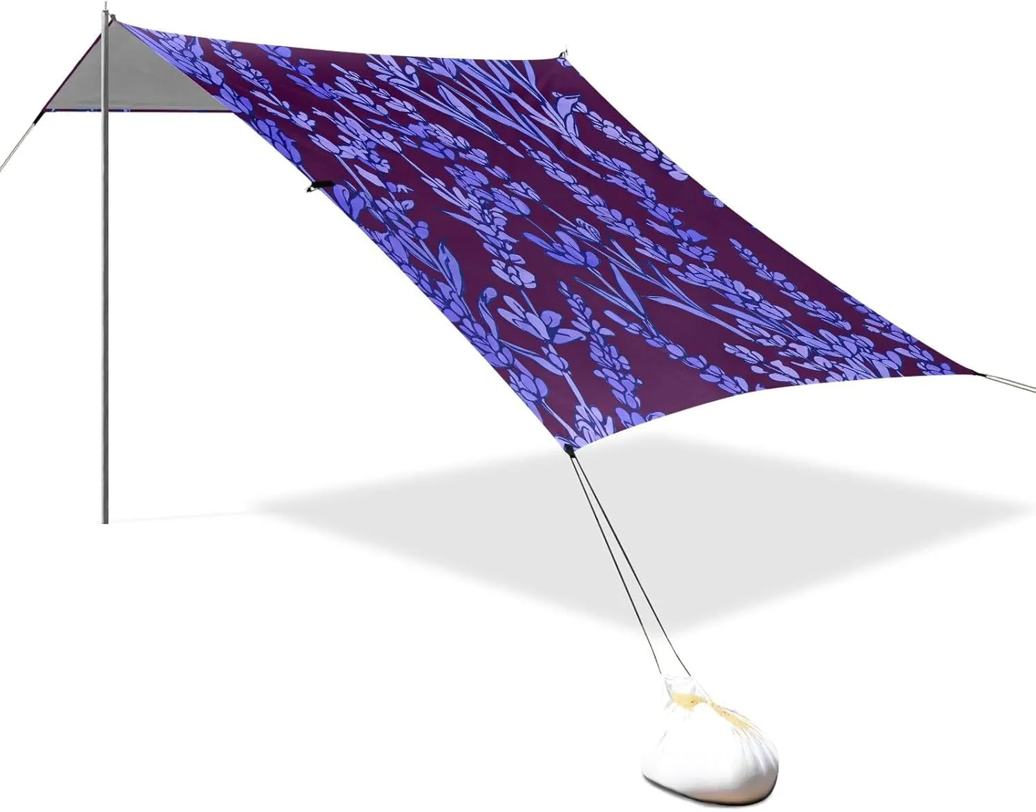 Beach Canopy Tent Lavender Vines Purple Leaves Outdoor Sun Shade Patio 9.2 × 10.5 FT Floral Portable Camping Shelter Canopies with Anchor Poles Easy up