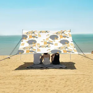 Beach Shade Tent with UPF50  UV Protection,Beavers Sables Ferrets Pattern Lightweight Camping Sun Shelter for Outdoor,Camping Trips, Fishing, Backyard,Picnics,Easy Set Up and Carry 9x10.5 FT