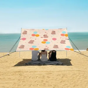 Beach Shade Tent with UPF50  UV Protection,Birthday Pattern with Capybaras Lightweight Camping Sun Shelter for Outdoor,Camping Trips, Fishing, Backyard,Picnics,Easy Set Up and Carry 9x10.5 FT