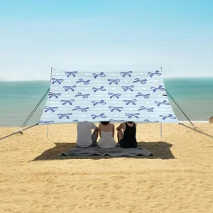 Beach Shade Tent with UPF50  UV Protection,Blue Bows with Stripes Lightweight Camping Sun Shelter for Outdoor,Camping Trips, Fishing, Backyard,Picnics,Easy Set Up and Carry 9x10.5 FT