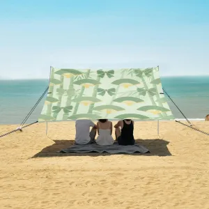 Beach Shade Tent with UPF50  UV Protection,Chinese Fans Bamboo Bows Lightweight Camping Sun Shelter for Outdoor,Camping Trips, Fishing, Backyard,Picnics,Easy Set Up and Carry 9x10.5 FT