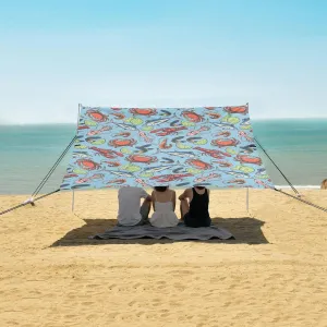 Beach Shade Tent with UPF50  UV Protection,Marine Delicacies Colorful Lightweight Camping Sun Shelter for Outdoor,Camping Trips, Fishing, Backyard,Picnics,Easy Set Up and Carry 9x10.5 FT