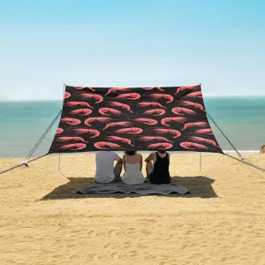 Beach Shade Tent with UPF50  UV Protection,Red Shrimps Seafood Pattern Lightweight Camping Sun Shelter for Outdoor,Camping Trips, Fishing, Backyard,Picnics,Easy Set Up and Carry 9x10.5 FT