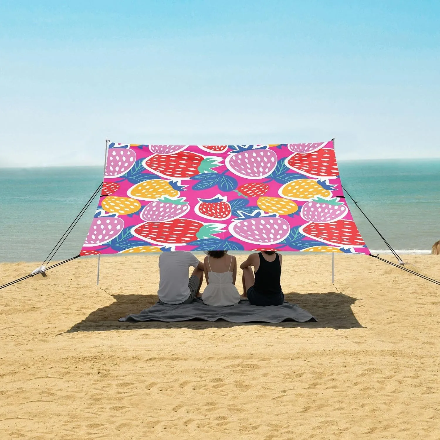 Beach Shade Tent with UPF50  UV Protection,Sweet Strawberry Lightweight Camping Sun Shelter for Outdoor,Camping Trips, Fishing, Backyard,Picnics,Easy Set Up and Carry 9x10.5 FT