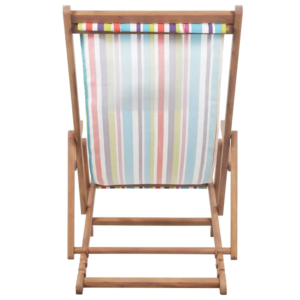 Beach Sling Patio Chair Folding Deck Chair Fabric and Wooden Frame
