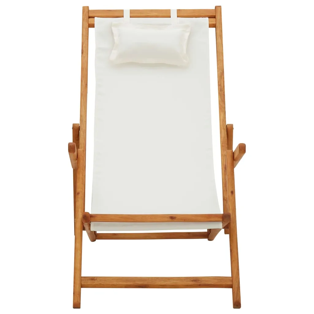 Beach Sling Patio Chair Folding Deck Chair Fabric and Wooden Frame