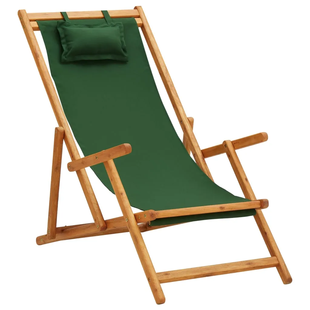 Beach Sling Patio Chair Folding Deck Chair Fabric and Wooden Frame