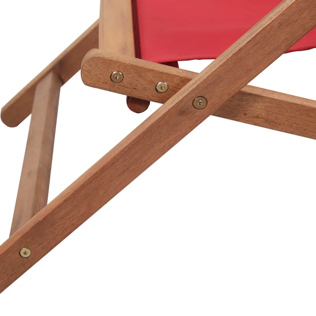 Beach Sling Patio Chair Folding Deck Chair Fabric and Wooden Frame