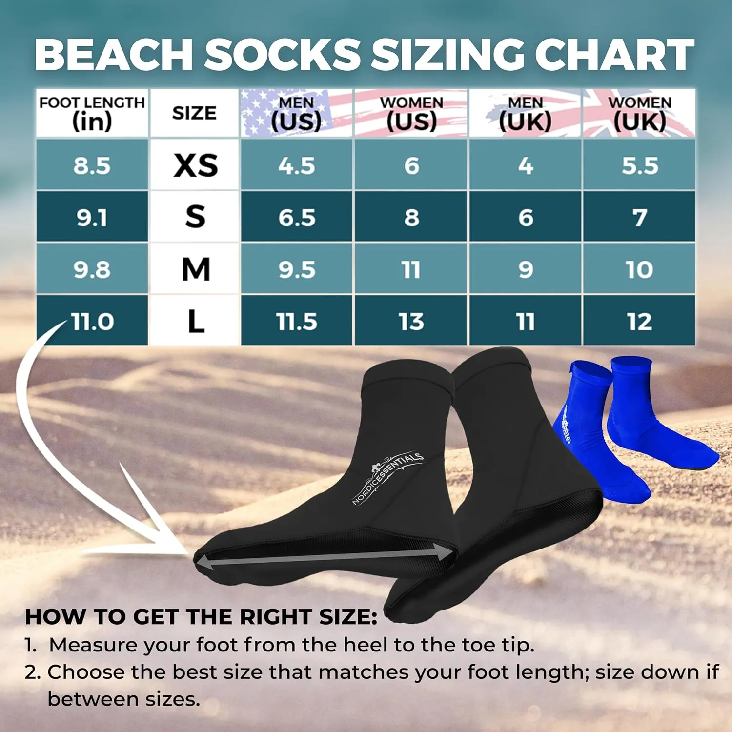Beach Socks - Sand sports - Volleyball, Soccer, Snorkeling - Kids, Women, Men 1 Yr Warranty