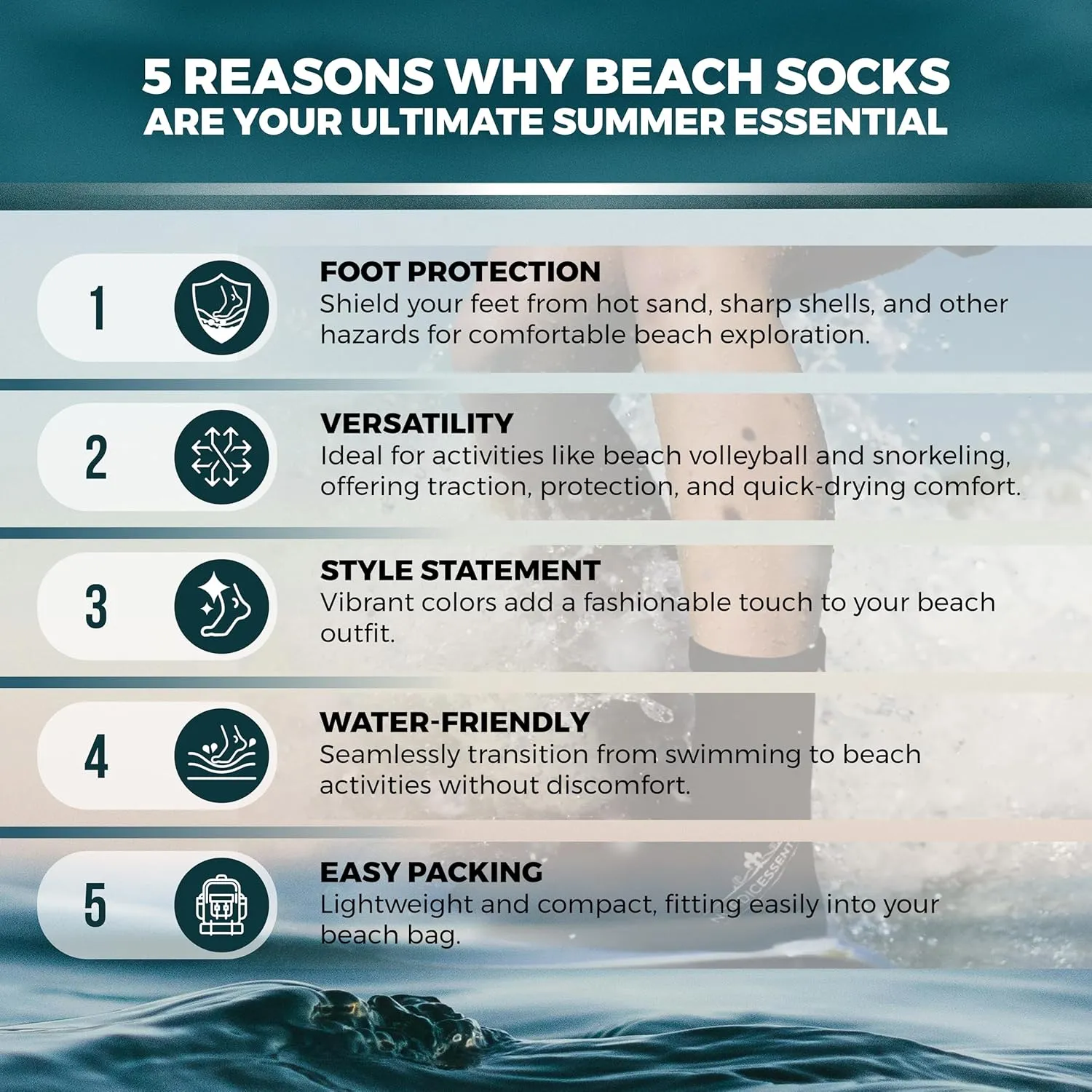 Beach Socks - Sand sports - Volleyball, Soccer, Snorkeling - Kids, Women, Men 1 Yr Warranty