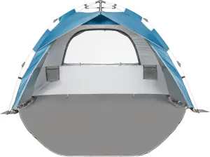 Beach Sun Shade Pop Up, Easy Pop Up Sun Shelter, Removable Floor Instant Beach Tent, UPF 50 , Size XL for Family 3 to 4 Person