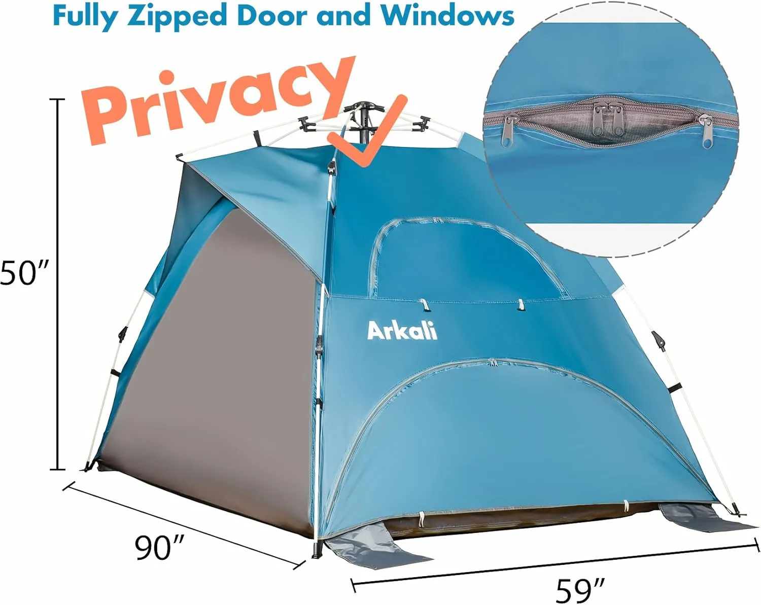 Beach Sun Shade Pop Up, Easy Pop Up Sun Shelter, Removable Floor Instant Beach Tent, UPF 50 , Size XL for Family 3 to 4 Person