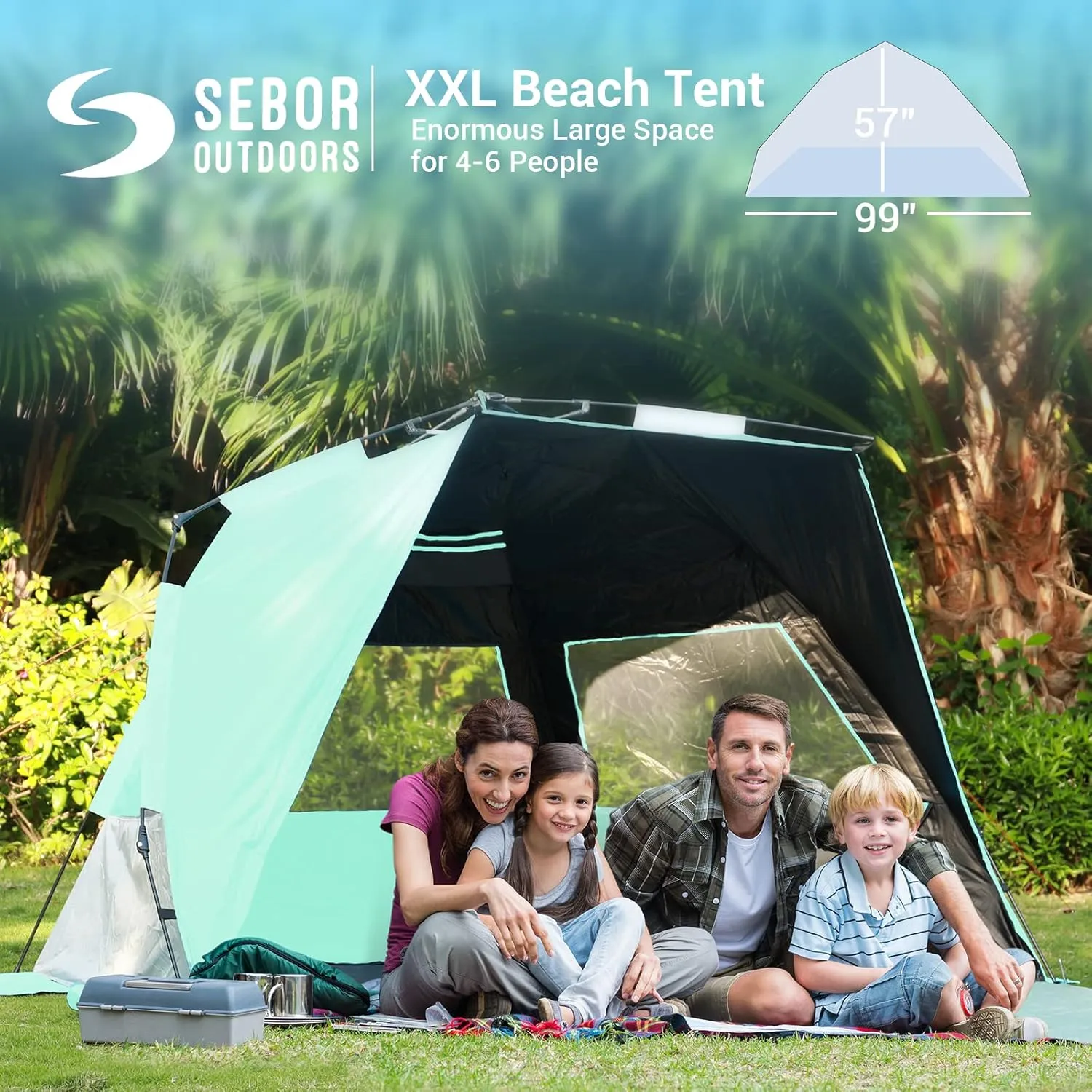 Beach Tent, Deluxe XL Pop-up Beach Tent for 4-6 Person, UPF 50  with Dark Shelter Technology, Easy Set Up and Portable Beach Tent Sun Shelter