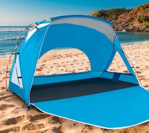 Beach Tent, Portable Sun Shelter for 2/3/4/6-8 Person with UPF 50  UV Protection, Easy Setup Waterproof Beach Shade Canopy Cabana for Family Outdoor and Picnics, Fishing with Carrying Bag