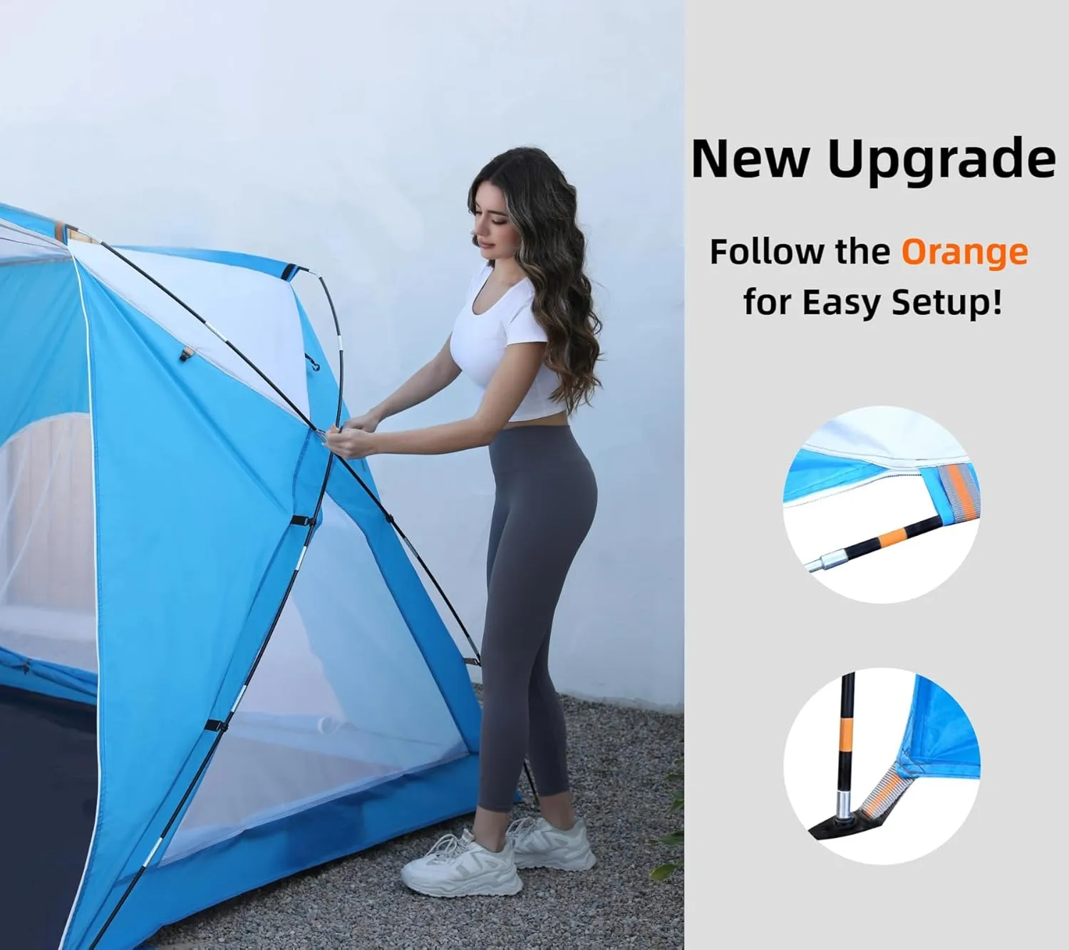 Beach Tent, Portable Sun Shelter for 2/3/4/6-8 Person with UPF 50  UV Protection, Easy Setup Waterproof Beach Shade Canopy Cabana for Family Outdoor and Picnics, Fishing with Carrying Bag