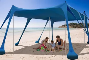 Beach Tent Sun Shelter, Camping Sun Shelter 10 x 13FT with 10 Sandbags, Sand Shovel, Ground Pegs, Stability Poles, Beach Canopy Tent Sun Shade UPF50  Protection for Camping, Fishing, Backyard