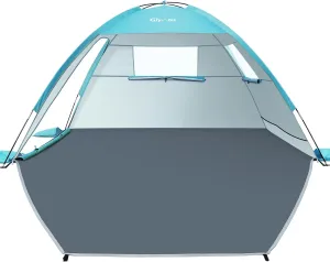 Beach Tent Sun Shelter for 3 Person with UPF 50  UV Protection, Lightweight & Easy Setup Beach Shade Canopy with Vent Windows & Zippered Door