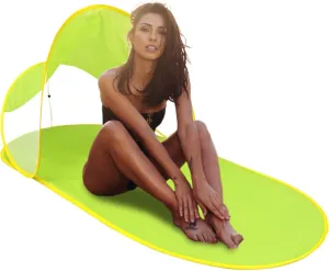 Beach Tent Sun Shelter,Pop Up Foldable Sunshade | Wind-Proof UV Protection Beach Tent for Family Outing Fishing Festival Camping Vacation Sports Picnic