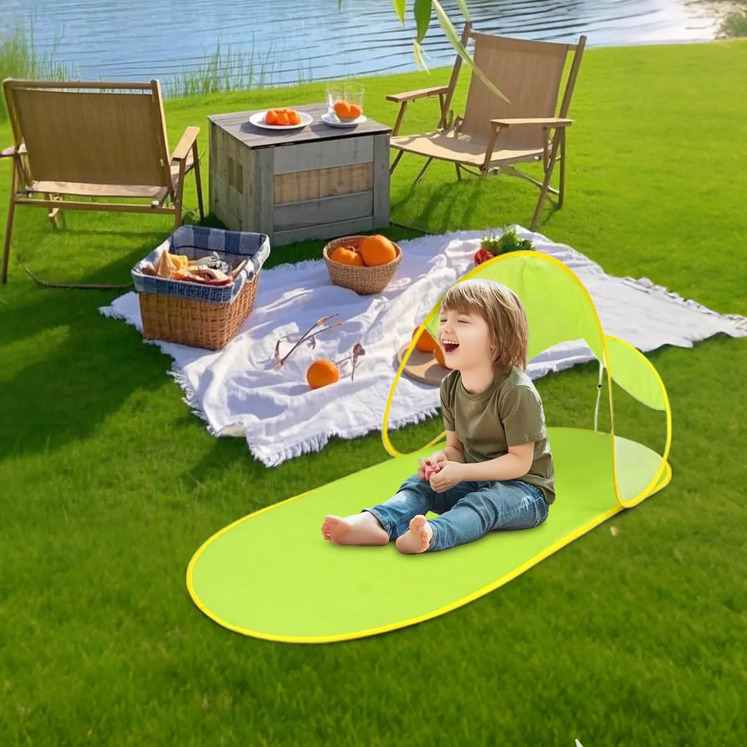 Beach Tent Sun Shelter,Pop Up Foldable Sunshade | Wind-Proof UV Protection Beach Tent for Family Outing Fishing Festival Camping Vacation Sports Picnic