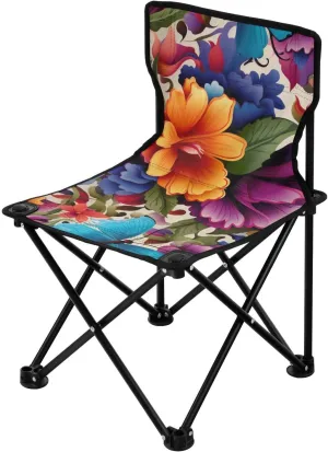 Beautiful Butterfly Flower Portable Outdoor Folding Chair Anti-Slip Padded Oxford Cloth Stool Camping Chair Small for Beach Hiking Fishing Gardening Quad Camp Chair