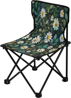 Beautiful Daisy Portable Outdoor Folding Chair Anti-Slip Padded Oxford Cloth Stool Camping Chair Small for Beach Hiking Fishing Gardening Quad Camp Chair