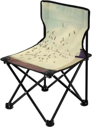 Beautiful Lighthouse Portable Outdoor Folding Chair Anti-Slip Padded Oxford Cloth Stool Camping Chair Small for Beach Hiking Fishing Gardening Quad Camp Chair